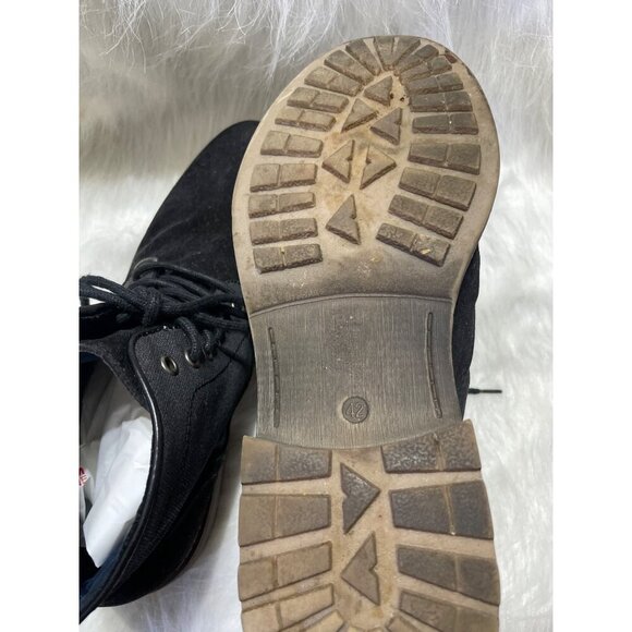 Mens Black Lace-Up Ankle Boots Size 42 With Suede & Canvas Uppers Durable Rubber - Picture 6 of 9